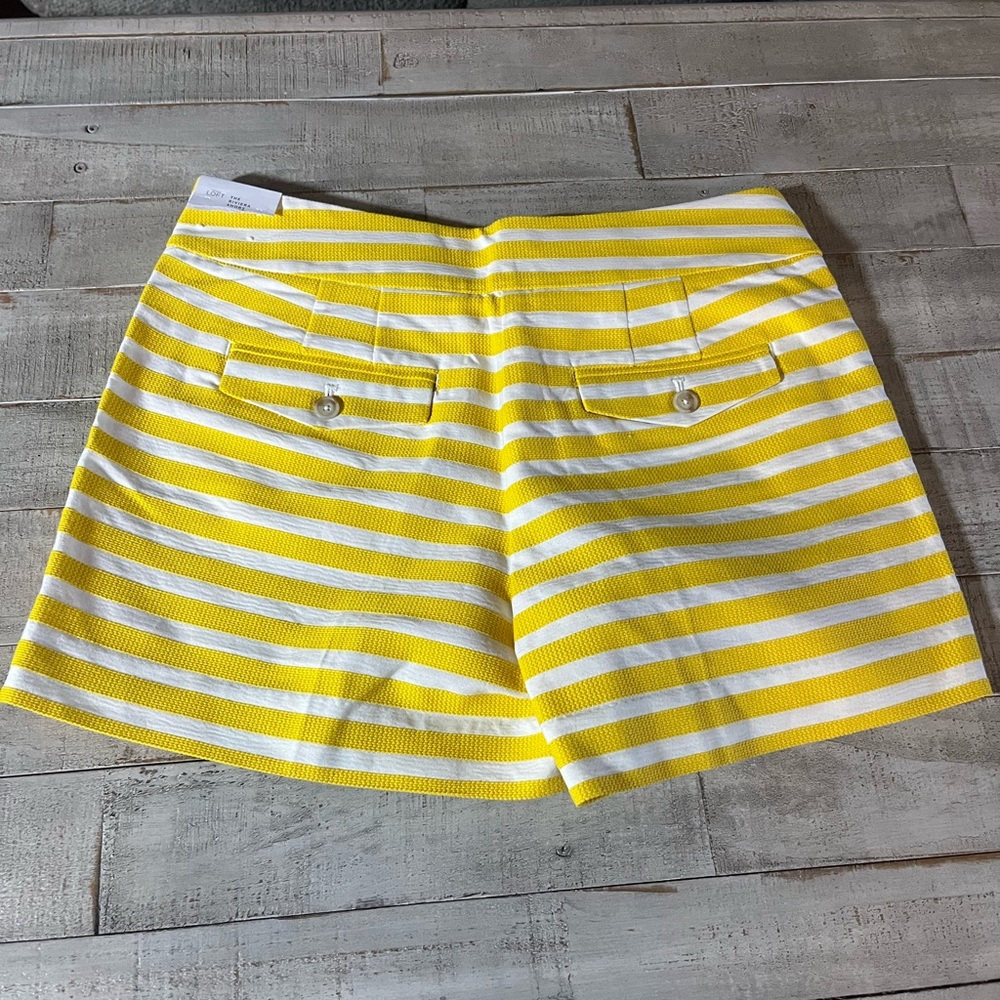 LOFT NWT Yellow‎ and White Striped High Waist - Picture 2 of 7